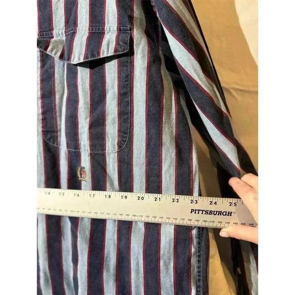 Tommy Hilfiger Mens XL VTG Y2K Crest Striped Button Shirt Multicolor Old Money - Picture 7 of 11